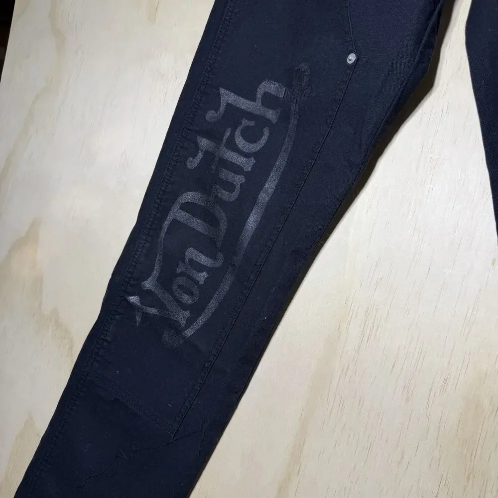 Von Dutch Originals Black Carpenter Pants‎ Graphic Logo Workwear Mens 30x32 NWT